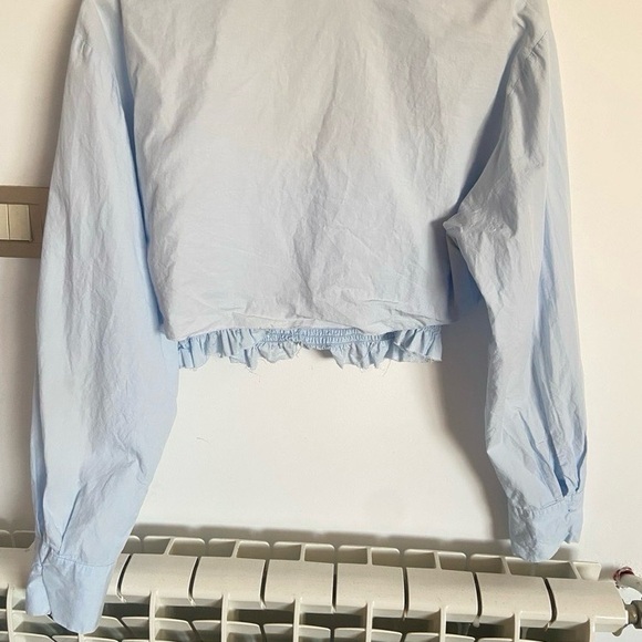 Zara Sky Blue Cropped Blouse - Picture 3 of 5